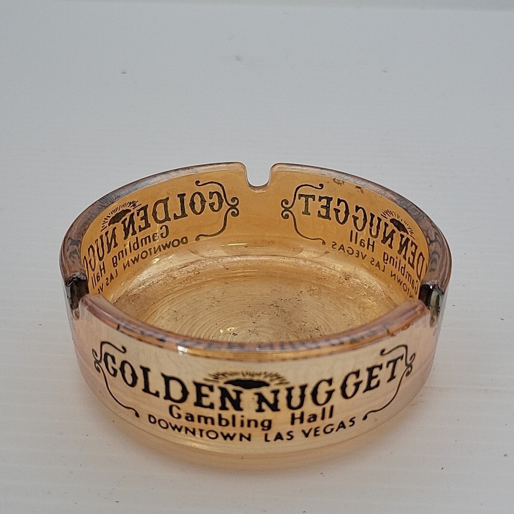 Vintage Golden Nugget Hotel Casino Las Vegas Amber Topaz Glass Ashtray